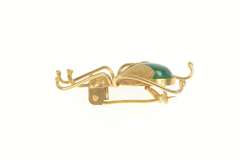 14K Yellow Gold Green Agate 3D Bug Insect Beetle Fly Pin/Brooch