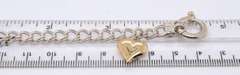 Vintage 925 Sterling Silver Double Link Charm Bracelet with Heart Shaped Charm