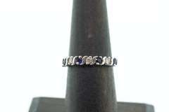 14kt Solid White Gold, Blue Sapphire, and Diamond Band Ring