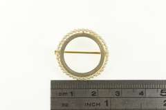 14K Yellow Gold Victorian Round Seed Pearl Halo Circle Pin/Brooch