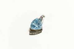 Sterling Silver 14K Trillion Blue Topaz Diamond Accent Pendant