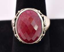 Sterling Silver Ring With Enhanced Ruby