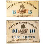 10 Cent 1862 &15 Cent 1863 Bank Of South Carolina Notes