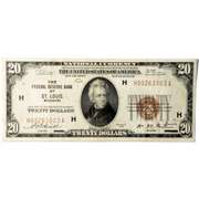 $20 1929 National Currency Federal Reserve Bank St Louis Mo Note Note