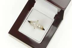 14K Yellow Gold 2.29 Ctw Marquise Three Diamond Engagement Ring