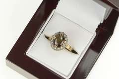 14K Yellow Gold Victorian Black Star Sapphire Sim. Diamond Ring