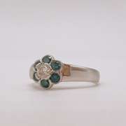 14kt Solid White Gold, Blue & White Diamond Ring