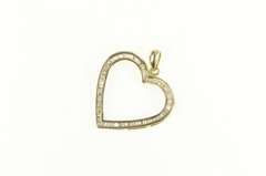10K Yellow Gold 0.75 Ctw Baguette Diamond Heart Love Symbol Pendant