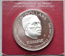 $10 1974 Silver Bahamas Independence Day Coin