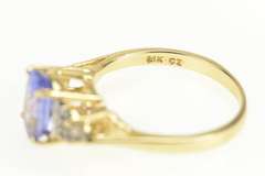 14K Yellow Gold Oval Sim. Tanzanite Cubic Zirconia Cluster Accent Ring