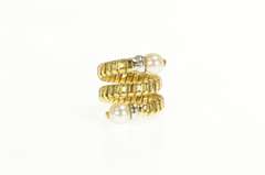 18K Yellow Gold 7.5mm Pearl Squared Spiral Coil Statement Ring