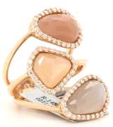 New 6.23ctw Moonstone and 0.62ctw Diamond Triple Frame Ring in 18K