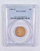 XF45 1909-O $5 Indian Head Gold Half Eagle PCGS