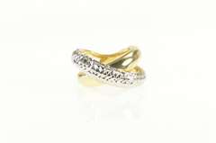 14K Yellow Gold Two Tone Geometric X Criss Cross Domed Ring