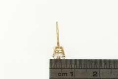 14K Yellow Gold Round Single Cubic Zirconia Simple Stud Earring