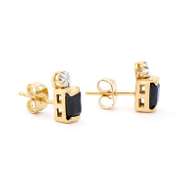Plated 18KT Yellow Gold 1.32cts Sapphires and Diamond Earrings