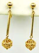 Vintage 14K Gold Etruscan Drop Earrings