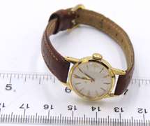 Vintage Omega Round Face Manual Wind Brown Leather Band Watch