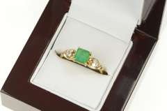 18K Yellow Gold 1.15 Ctw Emerald Diamond Engagement Ring
