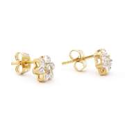 Plated 18KT Yellow Gold 0.28cts Blue Topaz and Diamond Earrings