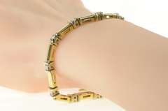 14K Yellow Gold 0.84 Ctw Diamond Classic Bar Link Tennis Bracelet