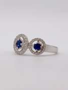14kt Solid White Gold, Blue Sapphire, & Diamond Ring