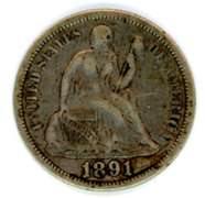 1891 Liberty Seated Dime