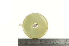 14K Yellow Gold 53mm Jade Bi Circle Chinese Happiness Pendant