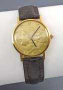 Stately Mathey Tissot Liberty Coin Men's 18K G Watch