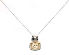 4.00ct Yellow Sapphire and 0.20ctw Baguette Diamond Pendant Necklace in 18K
