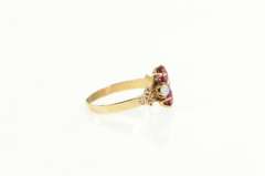 14K Yellow Gold Victorian Opal Syn. Ruby Statement Vintage Ring