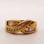 14kt Solid Yellow Gold & Diamond Band Ring
