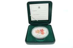 1oz silver maple leaf coloured coin