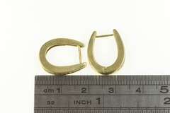 14K Yellow Gold Oval Diamond Inset Fashion Hoop Earrings