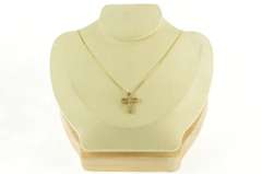 14K Yellow Gold 0.64 Ctw White & Yellow Diamond Cross Pendant