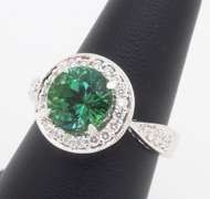 Rare Indicolite Tourmaline & Diamond Ring in 18k White Gold