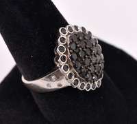 Sterling Silver With Black Onyx Gem Cluster
