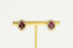 14K Yellow Gold 4.30 Ctw Rubellite Tourmaline Diamond Halo Earrings