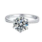Ladies Sparkling 3 Ct White Fire Moissanite Ring