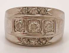 Men's 14kt Solid White Gold & Diamond Band