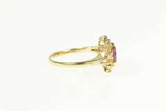 14K Yellow Gold Marquise Ruby Diamond Halo Engagement Ring