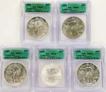 5 MS69 ASE silver coins