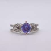 14kt Solid White Gold, Tanzanite, & Diamond Ring