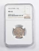 MS62 1913 Indian Head Buffalo Nickel Type 1 NGC