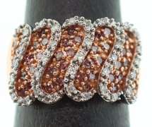 LADIES 14K ROSE GOLD AND DIAMOND WAVE RING