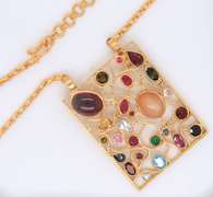 Attractive 20kt Multi Gemstone Pendant on Chain