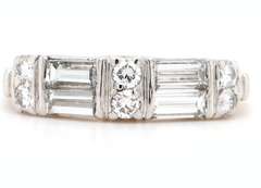 Vintage 0.58ctw Baguette and Round Diamond Ring in Platinum