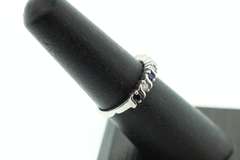 14kt Solid White Gold, Blue Sapphire, and Diamond Band Ring