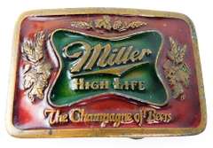 Miller High Lite Beer Enameled Belt Buckle