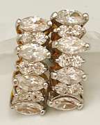 Sparkly 14kt Solid Yellow & White Gold CZ Earrings